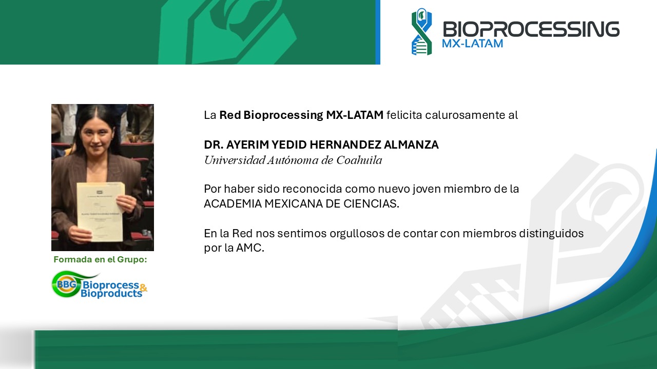 Reconocimiento de la Red Bioprocessing MX-LATAM a Ayerim Yedid Hernandez Almanza